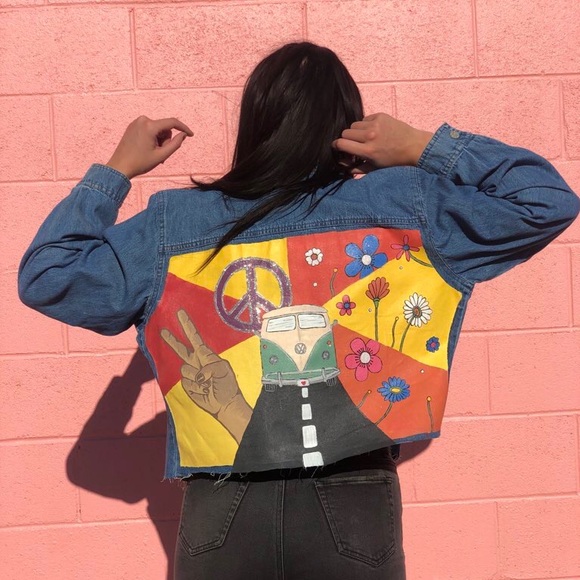 HAND PAINTED JEAN JACKET - Picture 1 of 2